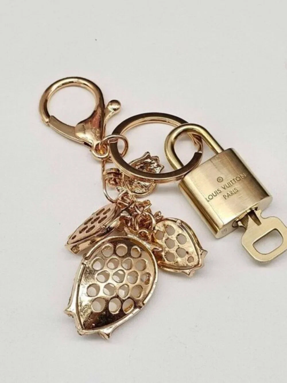 Louis Vuitton Gold Padlock 🔑 Authentic LV Unbranded Flower Keychain Bag Charm